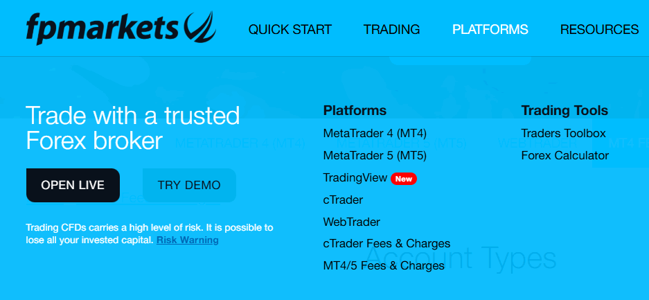 fp markets platforms mt4 mt5 ctrader